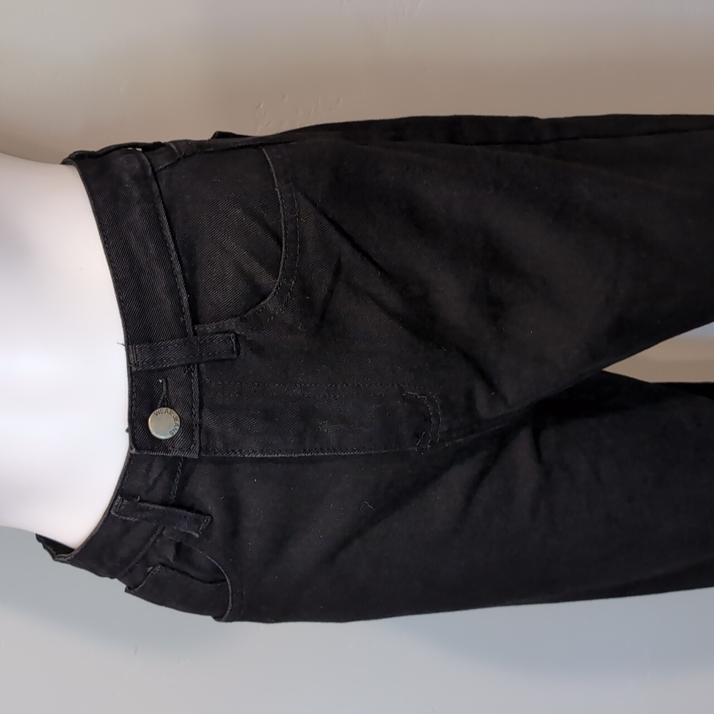 SHEIN Black Straight Relaxed Ripped Knees High Rise Skinny Jeans Size XS - Picture 2 of 11